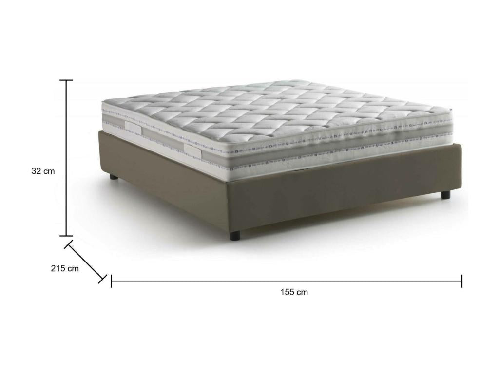 Meublita Double Bed with Storage, Eco-Leather Upholstery, Made in Italy, Front Opening, Includes 140x200 cm Mattress