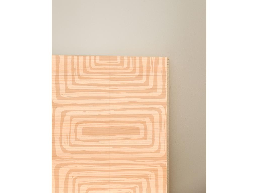 Natural pine wood headboard with print, 200x80cm - Meublita