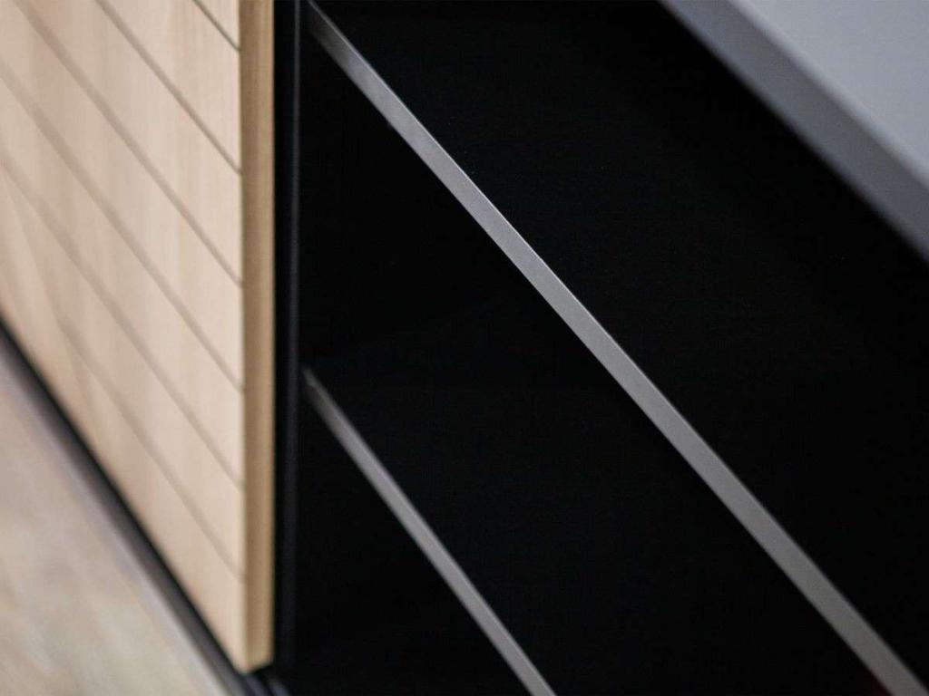 TALESA Pyramid 2-Door Buffet 82x200x45 cm Black and Oak