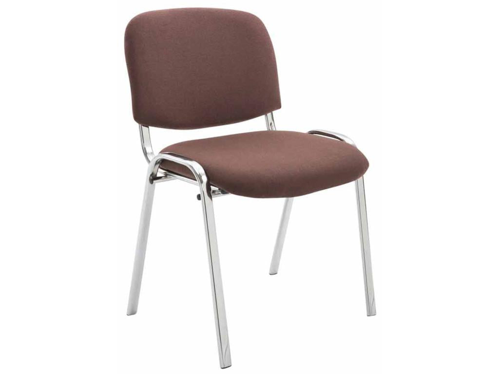 Set of 4 Conference Chairs - Fabric / Chrome Metal - Brown - Vertchez