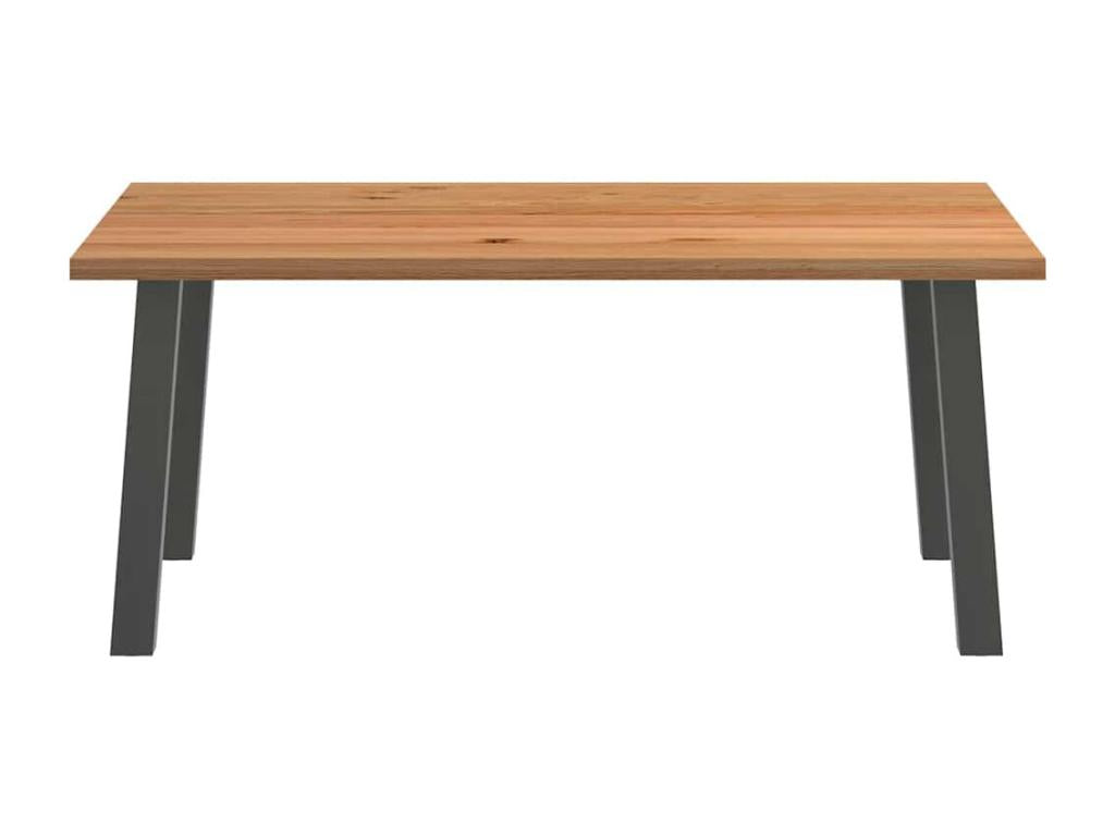 Rectangular light brown solid oak wood dining table