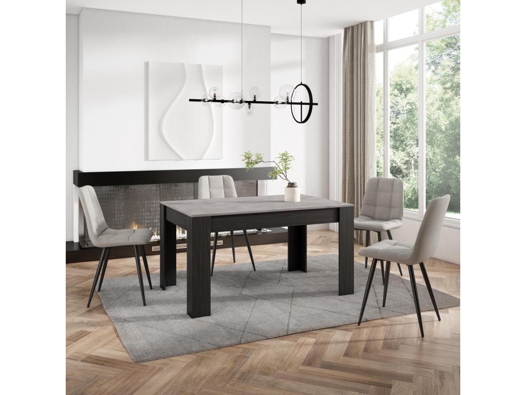 Dining table 140x90x76 cm For 6 people Living room furniture Cement and Black