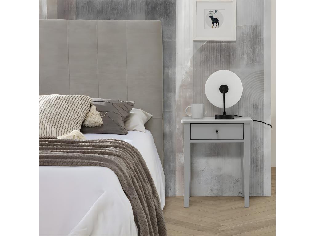 Meublita - Bedside table with 1 drawer, MDF and pine, light grey