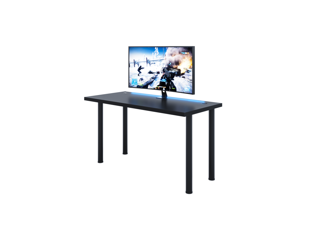 Meublita black desk with LED lighting, Meublita computer desk, gaming desk, 120x73x60 cm