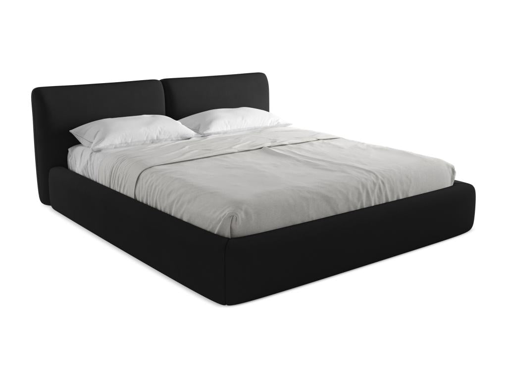 Chenille fabric storage bed 180x200 - black - Meublita