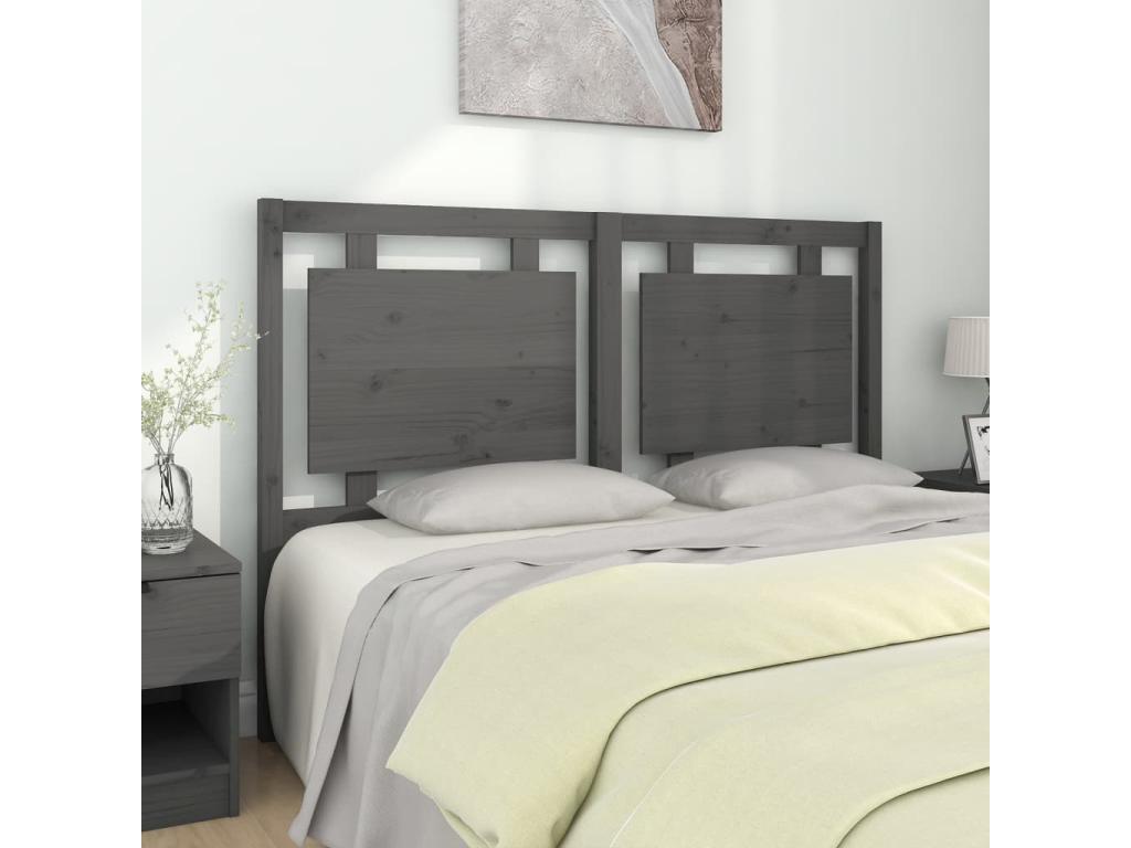 Grey Headboard 145.5x4x100 cm Solid Pine Wood