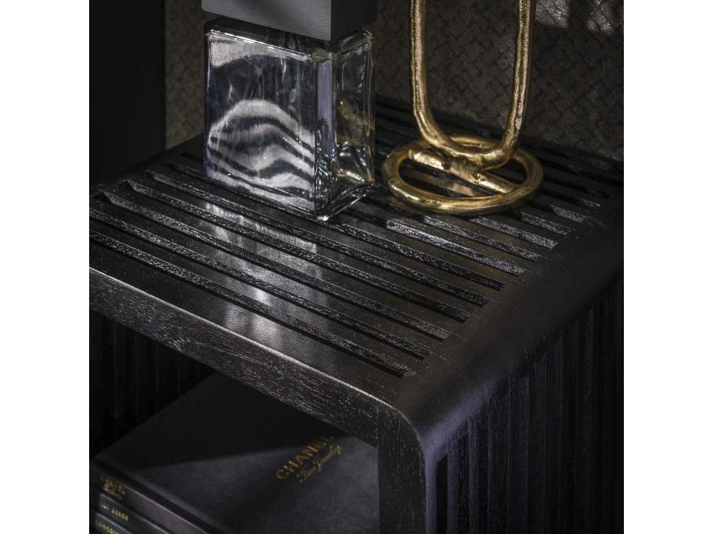 Meublita Black Recycled Teak Wood Hanging Bedside Table