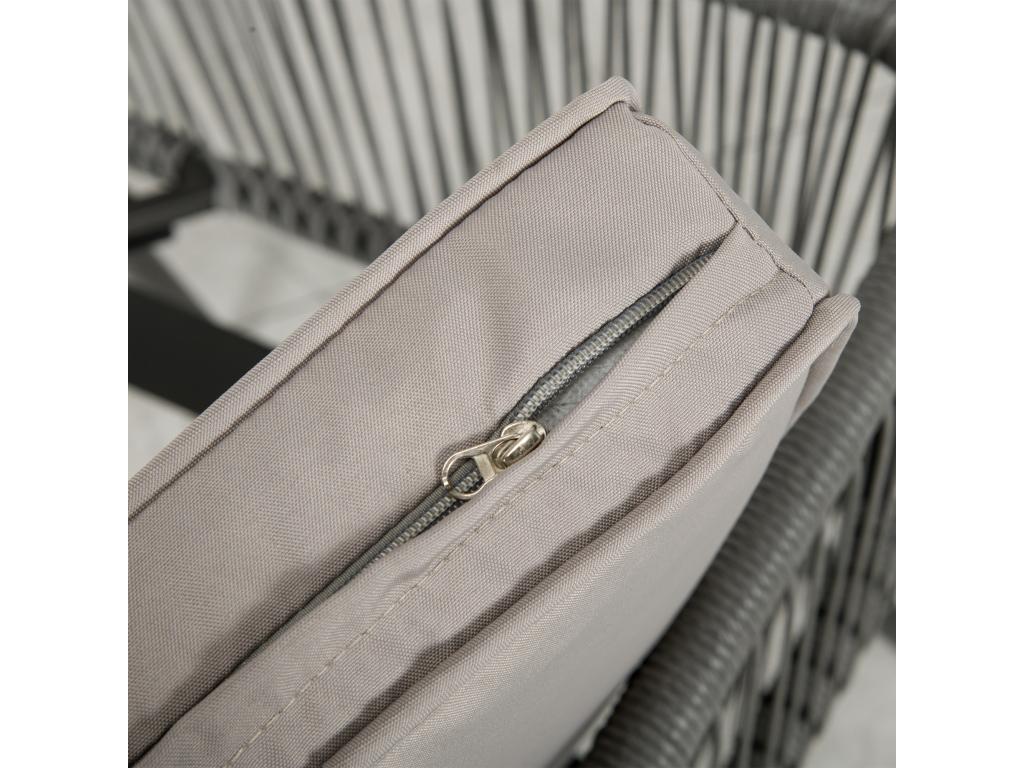 Meublita 2-seater 3-piece garden set, contemporary style, gray cushions, black epoxy steel, gray wire resin