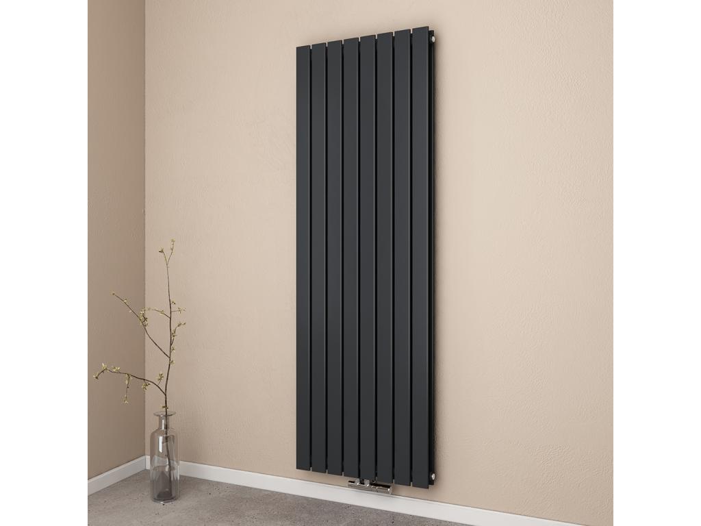 Meublita Hot Water Steel Radiator, Flat Tube, Wall-Mounted, Anthracite, 180x62cm, 2227W, Double Layer