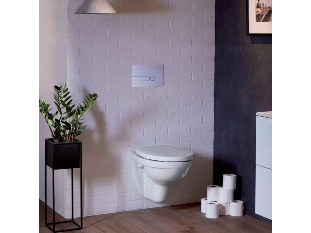 Meublita rimless wall-hung toilet with chrome-plated frame