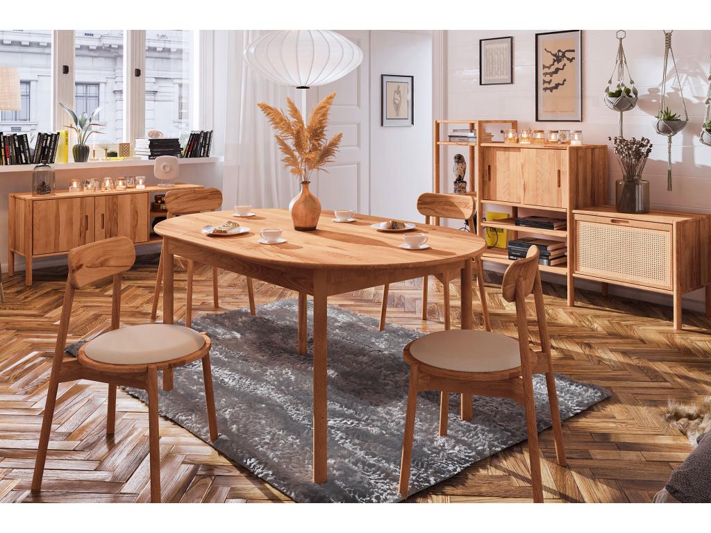 Meublita - Oval table in natural oiled beech heartwood 100x160