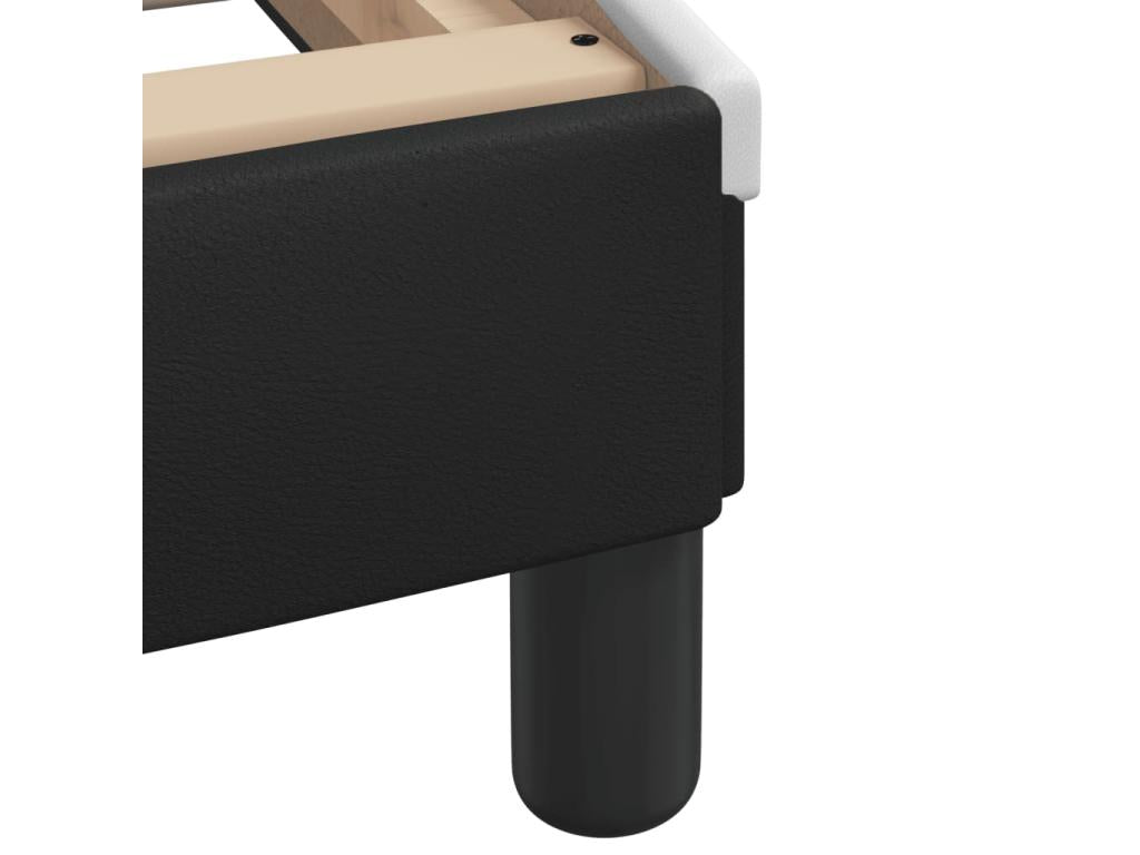 Black and white bed frame without mattress, 80x200 cm, faux leather