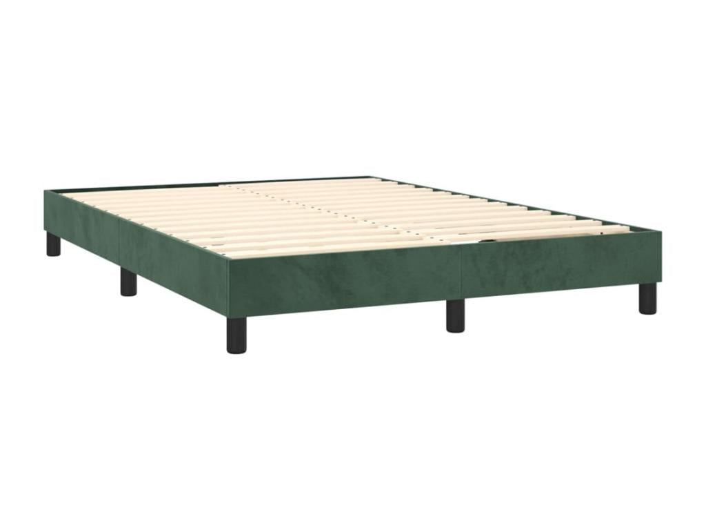 Upholstered bed base and mattress, dark green, 140x200cm, velvet