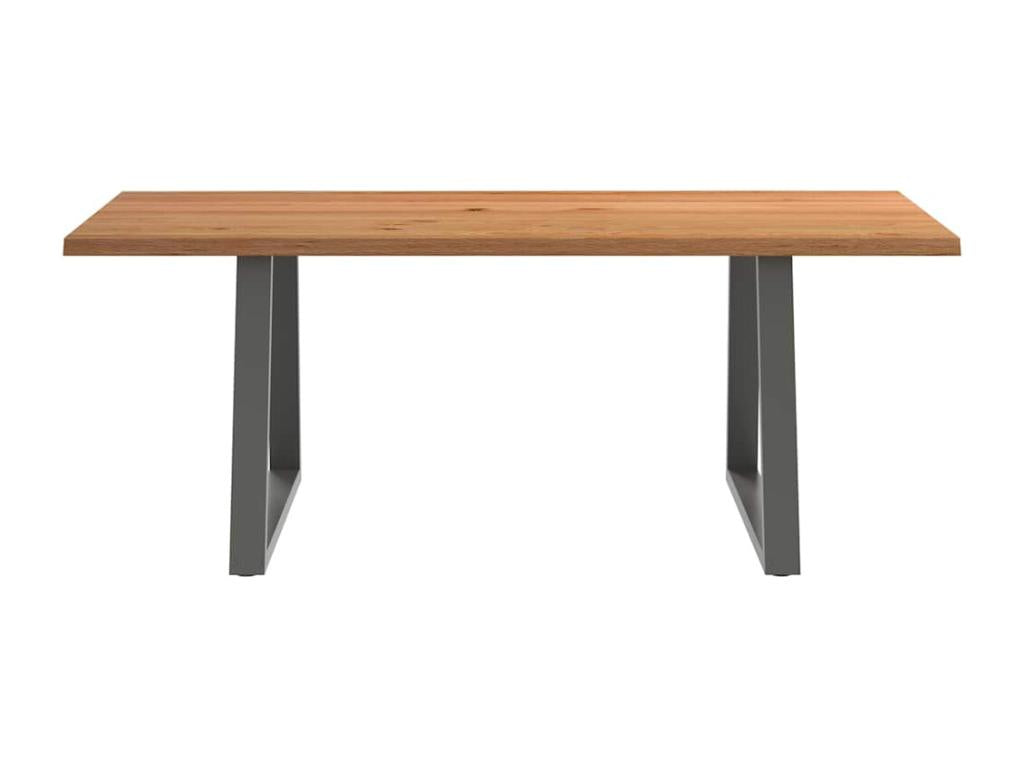 Dining table with natural edge, 200x100x74cm, solid oak wood