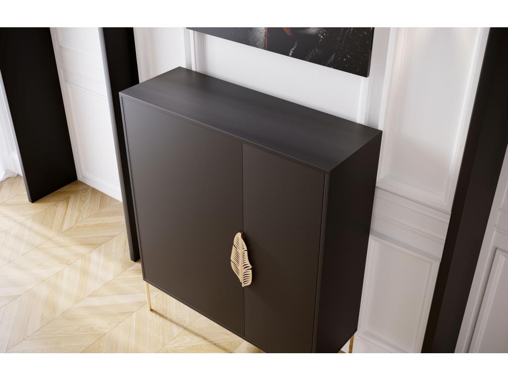 Black sideboard/shoe cabinet by Meublita with gold details / 100 cm