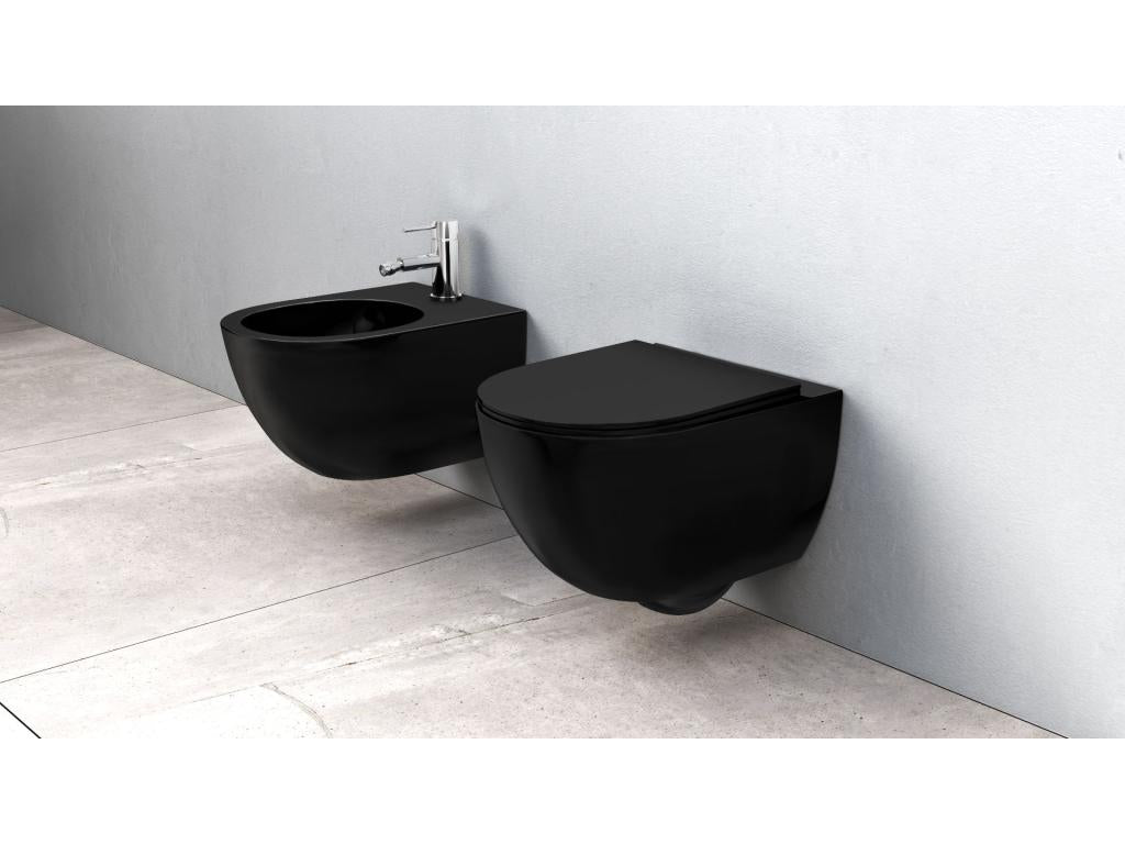 Meublita Mini Rimles Wall-Hung Toilet Bowl Meublita/Flat/Zm Black