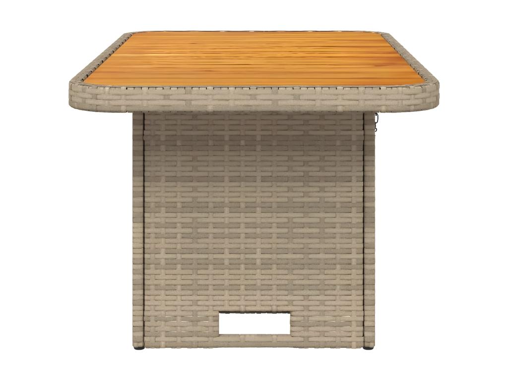 Meublita Premium - Beige garden table 90x55x71 cm, woven resin and wood Meublita