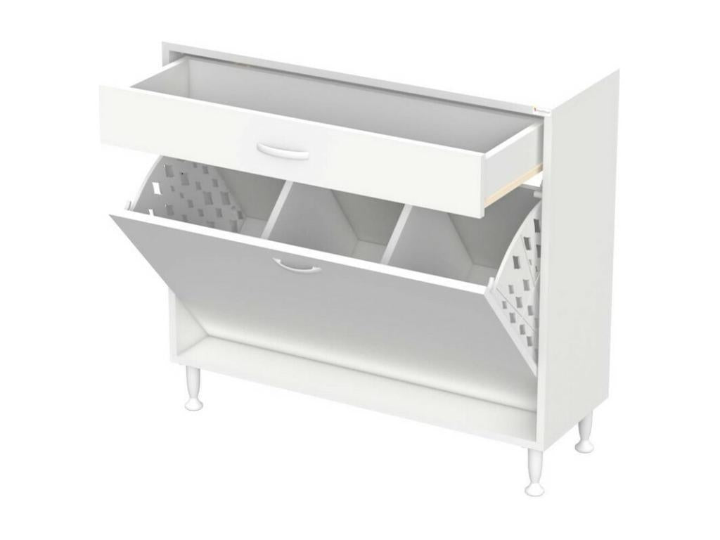 Aktif White Linen Cabinet 90x32.5x88 cm Meublita