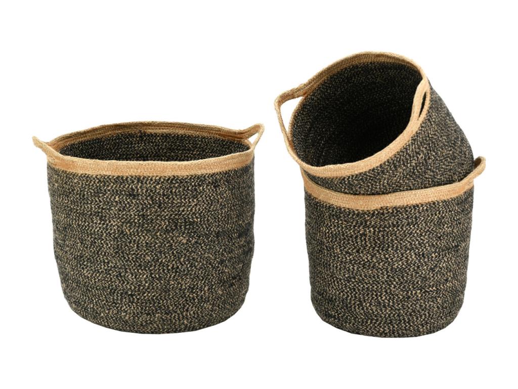 Storage baskets in natural and stained Meublita wood