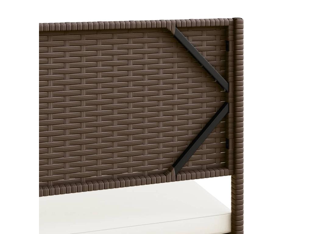 Brown garden sofa with table and L-shaped cushions