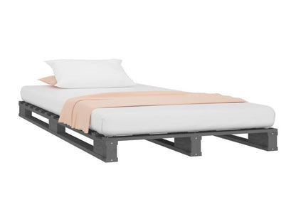 Grey pallet bed without mattress, 100x200 cm, solid wood