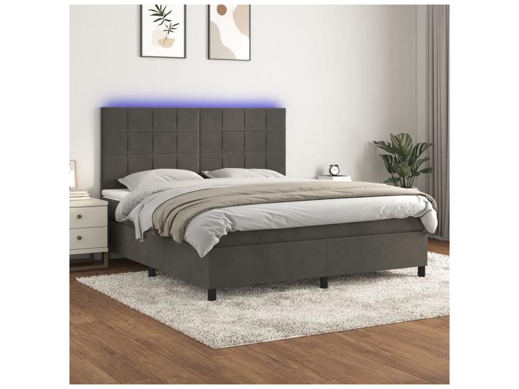 Meublita bed base with mattress and LED, Dark Grey, 180x200