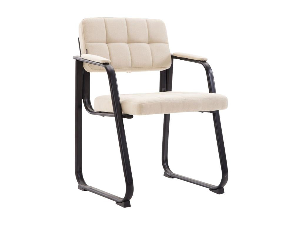 Chairs with armrests - Fabric / Matte black metal - Cream - Meublita B