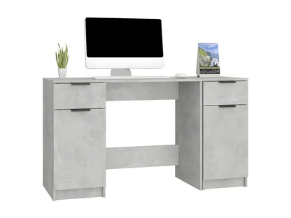 Desk with side cabinet, concrete grey, engineered wood