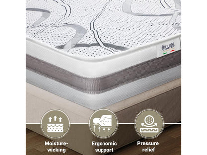 Double Mattress 170x190 with Memory Foam - Premium Quality - Height 20 cm - Made in Italy