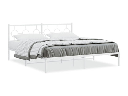 Metal bed frame with white headboard 183x213