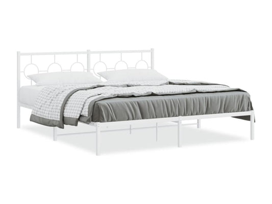 Metal bed frame with white headboard 183x213