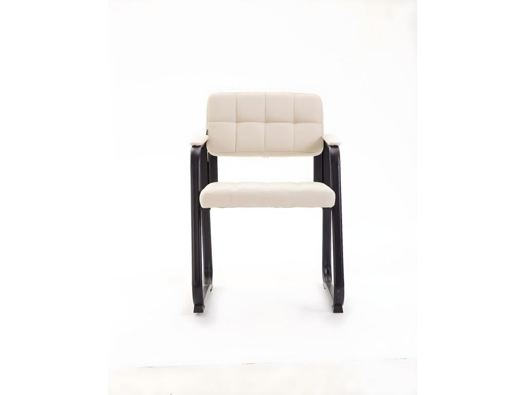Chairs with armrests - Fabric / Matte black metal - Cream - Meublita B