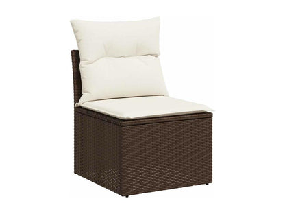 8-piece garden furniture set with brown resin wicker cushions
