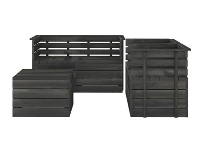 5-piece garden pallet furniture set, solid pine wood, dark grey