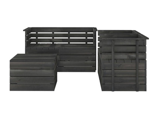 5-piece garden pallet furniture set, solid pine wood, dark grey