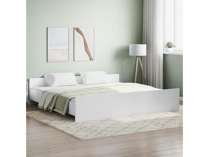 Bed frame with headboard and footboard, white, 180x200 cm