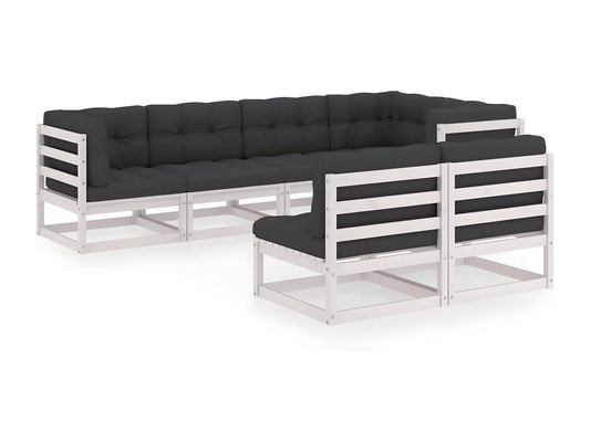 7-piece garden furniture set with cushions, solid pine wood