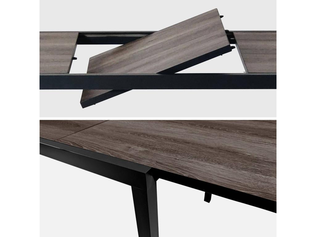 Aluminum garden table 160/240cm with 8 stackable aluminum and textilene chairs