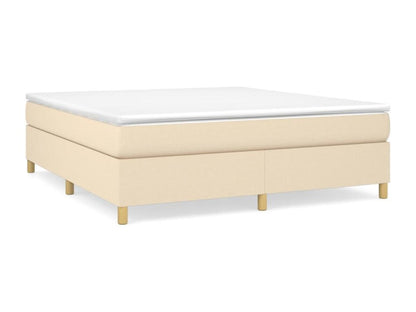 Upholstered bed base with mattress, Cream, 180x200 cm, Fabric