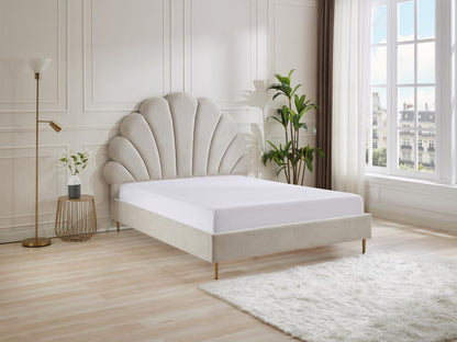 Seashell bed 140x190 cm - Fabric - Beige - Meublita