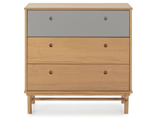 Meublita 3-drawer solid wood bedside table, 80 cm wide