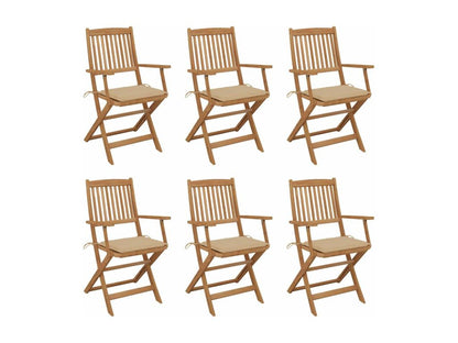 6-piece folding garden chairs with cushions, Meublita wood