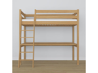 Oak loft bed - with desk N03 Natural Oak 120x180