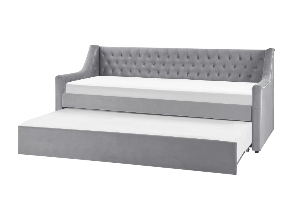 Meublita Velvet Trundle Bed 90x200 cm Light Grey