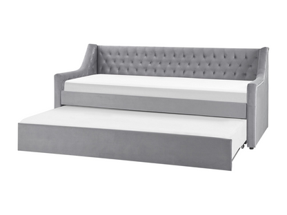 Meublita Velvet Trundle Bed 90x200 cm Light Grey