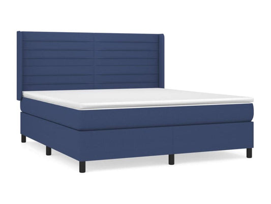 Upholstered bed base with mattress, blue, 180x200 cm, fabric