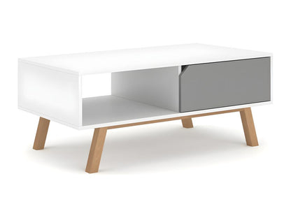 Coffee table with 1 drawer and 1 niche, 110 cm long - Meublita