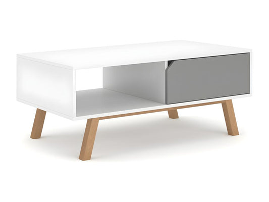 Coffee table with 1 drawer and 1 niche, 110 cm long - Meublita