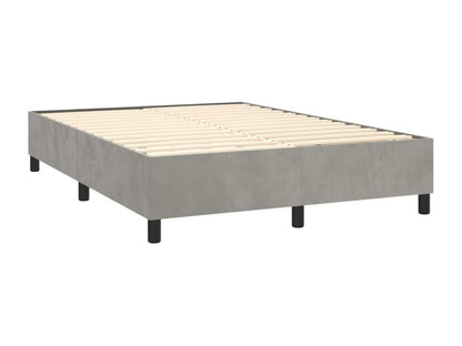 Upholstered bed base and mattress, light grey, 140x190cm, velvet