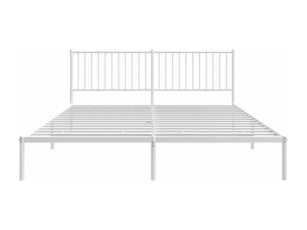 Metal bed frame without mattress and white headboard, 183x213 cm